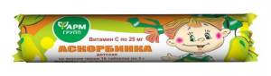 Аскорбинка с глюкозой со вкусом груши, 10 табл. по 3 г